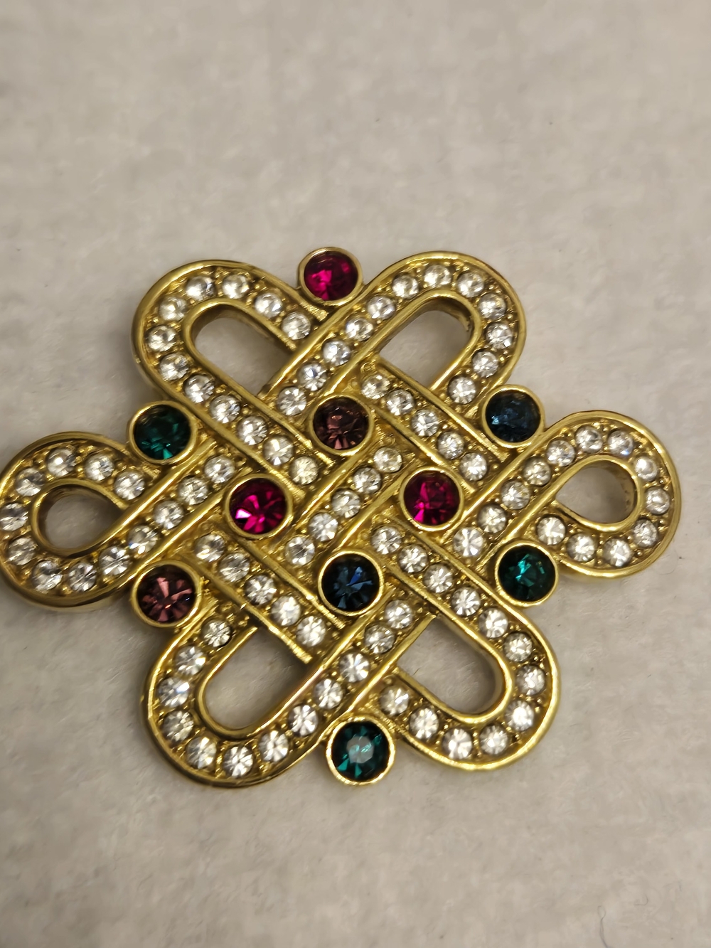 Swaroski Gold-Tone Multi-Color Crystal Knot Brooch